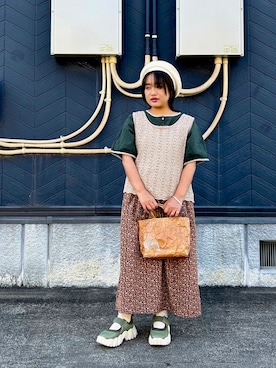 「Handmade（ハンドメイド）のアイテム（ピアス（両耳用））」を使った、あり子さん（レディース・148cm）の秋コーディネート