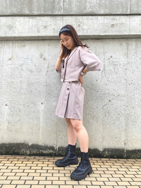 「アイテム（テーラードジャケット、オレンジ系）」を使った、kitano manamiさん（レディース・158cm）の夏コーディネート