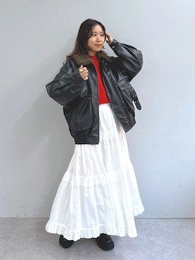 「w closet（ダブルクローゼット）のアイテム（その他アウター）」を使った、kitano manamiさん（レディース・158cm）の秋コーディネート