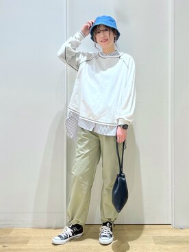 「巾着バッグ」｜「アイテム（その他トップス）」を使った、ハラミさん（レディース・167cm）の冬コーディネート