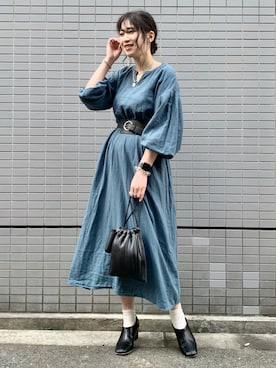 「ニコアンド」｜「アイテム（ワンピース）」を使った、ハラミさん（レディース・167cm）の夏コーディネート