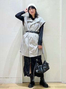「高見え」｜「アイテム（ミリタリージャケット）」を使った、ハラミさん（レディース・167cm）の秋コーディネート