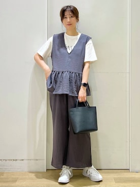 「アイテム（リング、ホワイト系）」を使った、ハラミさん（レディース・167cm）の夏コーディネート