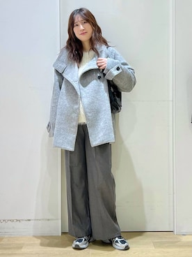 「LAKOLE（ラコレ）の裏起毛タックイージーパンツ / 591128（スラックス）」を使った、ハラミさん（レディース・167cm）の秋コーディネート