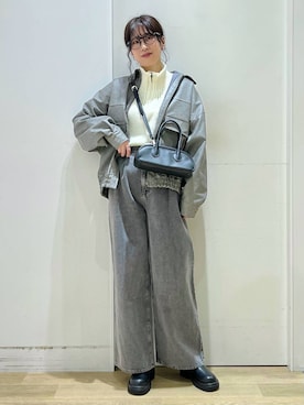 「アイテム（ポロシャツ）」を使った、ハラミさん（レディース・167cm）の冬コーディネート