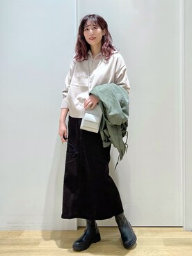 「LAKOLE（ラコレ）のアイテム（モッズコート）」を使った、ハラミさん（レディース・167cm）の秋コーディネート