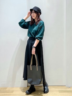「LAKOLE（ラコレ）のアイテム（キャスケット）」を使った、ハラミさん（レディース・167cm）の秋コーディネート