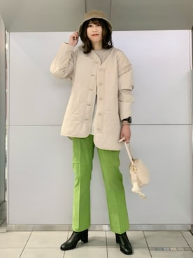 「niko and...（ニコアンド）のアイテム（ノーカラージャケット）」を使った、ハラミさん（レディース・167cm）の秋コーディネート