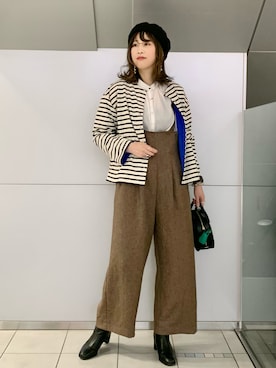 「ニコアンド」｜「アイテム（ハンチング/ベレー帽）」を使った、ハラミさん（レディース・167cm）の秋コーディネート