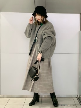 「ラップスカート」｜「アイテム（ブルゾン）」を使った、ハラミさん（レディース・167cm）の秋コーディネート