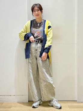 「ベルト」｜「アイテム（スウェット）」を使った、ハラミさん（レディース・167cm）の冬コーディネート