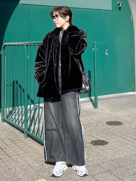「LAKOLE（ラコレ）のアイテム（ブルゾン）」を使った、ハラミさん（レディース・167cm）の冬コーディネート