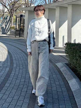 「LAKOLE（ラコレ）のアイテム（ブルゾン）」を使った、ハラミさん（レディース・167cm）の冬コーディネート