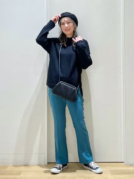 「LAKOLE（ラコレ）のアイテム（ハンチング/ベレー帽）」を使った、ハラミさん（レディース・167cm）の冬コーディネート
