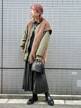 「ニコアンド」｜「アイテム（その他）」を使った、ハラミさん（レディース・167cm）の冬コーディネート