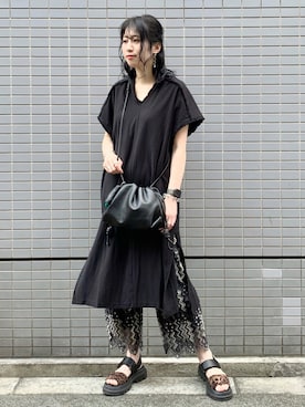 「ニコアンド」｜「アイテム（ワンピース）」を使った、ハラミさん（レディース・167cm）の夏コーディネート