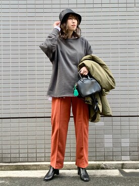 「ニコアンド」｜「アイテム（その他アウター）」を使った、ハラミさん（レディース・167cm）の秋コーディネート