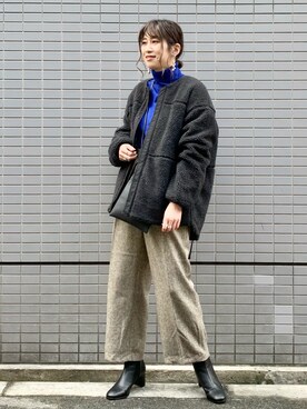 「niko and...（ニコアンド）のアイテム（ノーカラージャケット）」を使った、ハラミさん（レディース・167cm）の秋コーディネート