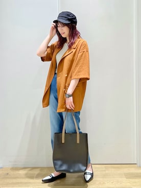 「LAKOLE（ラコレ）のアイテム（キャスケット）」を使った、ハラミさん（レディース・167cm）の夏コーディネート