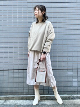 「ニコアンド」｜「アイテム（ワンピース）」を使った、ハラミさん（レディース・167cm）の秋コーディネート