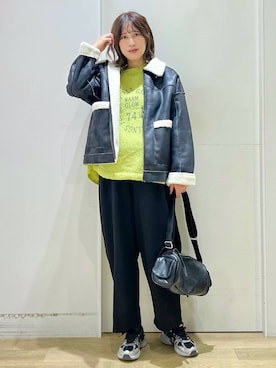 「アイテム（ムートンコート）」を使った、ハラミさん（レディース・167cm）の秋コーディネート