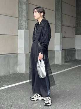 「ウエストゴム」｜「アイテム（PC・スマホグッズ/家電）」を使った、ハラミさん（レディース・167cm）の春コーディネート