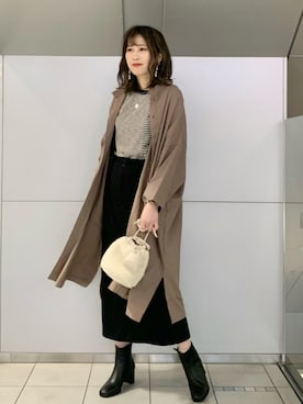 「ニコアンド」｜「アイテム（シャツワンピース）」を使った、ハラミさん（レディース・167cm）の秋コーディネート