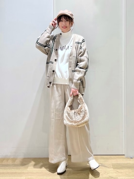 「LAKOLE（ラコレ）のアイテム（キャスケット）」を使った、ハラミさん（レディース・167cm）の秋コーディネート