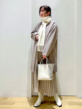 「LAKOLE（ラコレ）のアイテム（ノーカラーコート）」を使った、ハラミさん（レディース・167cm）の秋コーディネート