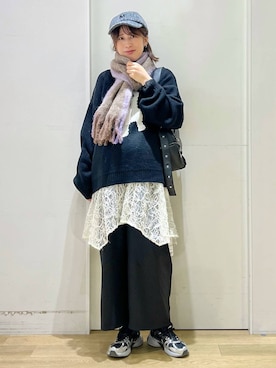 「ウエストゴム」｜「アイテム（ワンピース/ドレス）」を使った、ハラミさん（レディース・167cm）の秋コーディネート