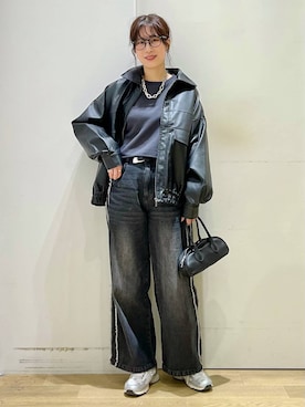 「LAKOLE（ラコレ）のアイテム（ブルゾン）」を使った、ハラミさん（レディース・167cm）の冬コーディネート