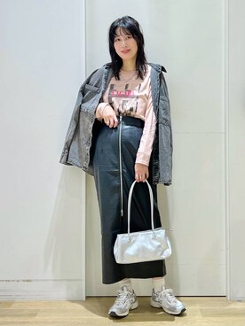 「LAKOLE（ラコレ）のケミカルウォッシュシャツ長袖 / 140262（シャツ/ブラウス）」を使った、ハラミさん（レディース・167cm）の夏コーディネート