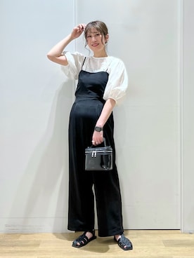 「LAKOLE（ラコレ）のアイテム（サロペット/オーバーオール）」を使った、ハラミさん（レディース・167cm）の春コーディネート