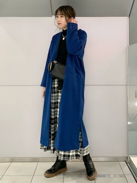 「niko and...（ニコアンド）のアイテム（ノーカラーコート）」を使った、ハラミさん（レディース・167cm）の秋コーディネート