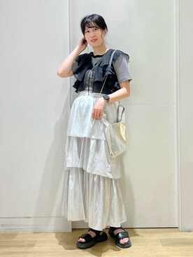 「LAKOLE（ラコレ）のミニ2WAYチェーンショルダーバッグ / 104948（ショルダーバッグ）」を使った、ハラミさん（レディース・167cm）の夏コーディネート