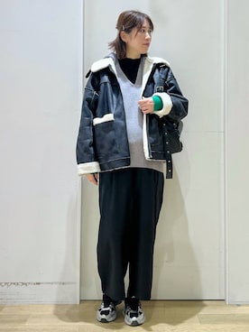 「アイテム（ムートンコート）」を使った、ハラミさん（レディース・167cm）の秋コーディネート