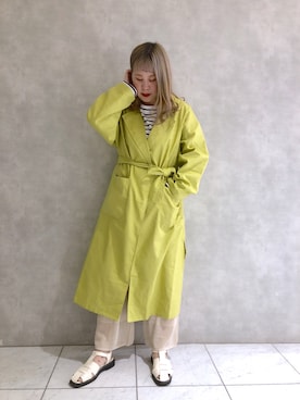 「ピスタチオ」｜「アイテム（トレンチコート）」を使った、かがちゃんさん（レディース・164cm）の春コーディネート