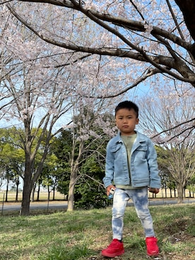 「PETIT BATEAU（プチバトー）のアイテム（ジャケット/アウター）」を使った、sakuさん（キッズ・90cm）の春コーディネート