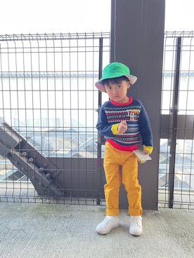 「PETIT BATEAU（プチバトー）のアイテム（パンツ）」を使った、sakuさん（キッズ・110cm）の冬コーディネート