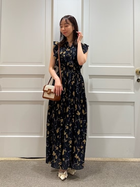 「JILL by JILL STUART（ジルバイジルスチュアート）のシフォンプリーツワンピース（ワンピース、ブルー系）」を使った、yurinajillbyさん（レディース・154cm）の夏コーディネート