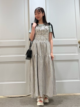 「JILL by JILL STUART（ジルバイジルスチュアート）の＜Cherryシリーズ＞チェリーロゴTシャツ（Tシャツ/カットソー、グリーン系）」を使った、yurinajillbyさん（レディース・154cm）の夏コーディネート