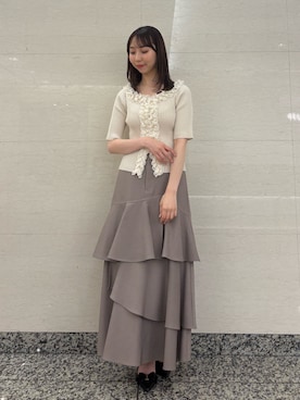 「JILL by JILL STUART（ジルバイジルスチュアート）のアシメティアードスカート（スカート、ブラウン系）」を使った、yurinajillbyさん（レディース・154cm）の夏コーディネート