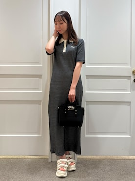 「JILL by JILL STUART（ジルバイジルスチュアート）のワッフルポロワンピース（ワンピース、ブラック系）」を使った、yurinajillbyさん（レディース・154cm）の夏コーディネート