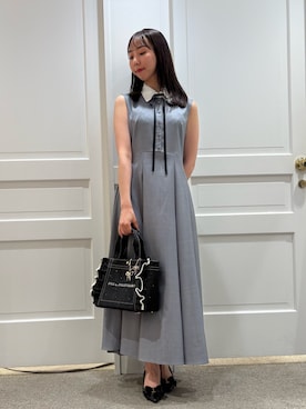 「JILL by JILL STUART（ジルバイジルスチュアート）の襟付きフレンチスリーブワンピース（ワンピース、グレー系）」を使った、yurinajillbyさん（レディース・154cm）の夏コーディネート