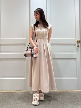 「JILL by JILL STUART（ジルバイジルスチュアート）のダイバー襟付きワンピース（ワンピース、ピンク系）」を使った、yurinajillbyさん（レディース・154cm）の夏コーディネート