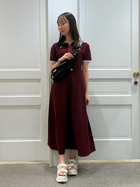 「JILL by JILL STUART（ジルバイジルスチュアート）のカノコポロシャツワンピース（ワンピース、レッド系）」を使った、yurinajillbyさん（レディース・154cm）の夏コーディネート
