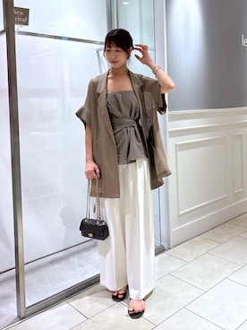 「DouDou（ドゥドゥ）のタックワイドパンツ（スラックス）」を使った、naoさん（レディース・162cm・20代）の夏コーディネート