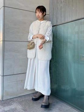 「ストライプワンピース」｜「アイテム（ジャケット/アウター）」を使った、naoさん（レディース・162cm）の秋コーディネート