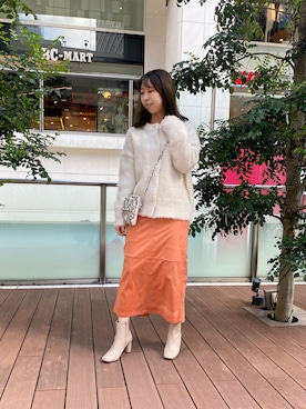 「スウェードスカート」｜naoさん（レディース・162cm）の冬コーディネート