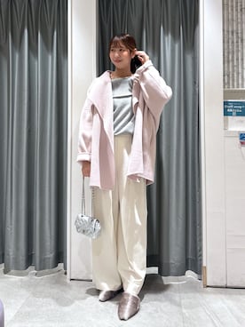 「アイテム（その他アウター、ピンク系）」を使った、naoさん（レディース・162cm）の冬コーディネート